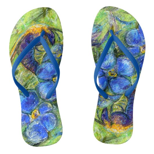 Een bijen en vergeet-me-niet-bloemen teenslippers (Voetbed)