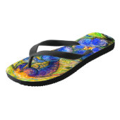 Een bijen en vergeet-me-niet-bloemen teenslippers (Schuin)