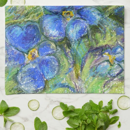 Een bijen en vergeet-me-niet-bloemen theedoek (Gevouwen)