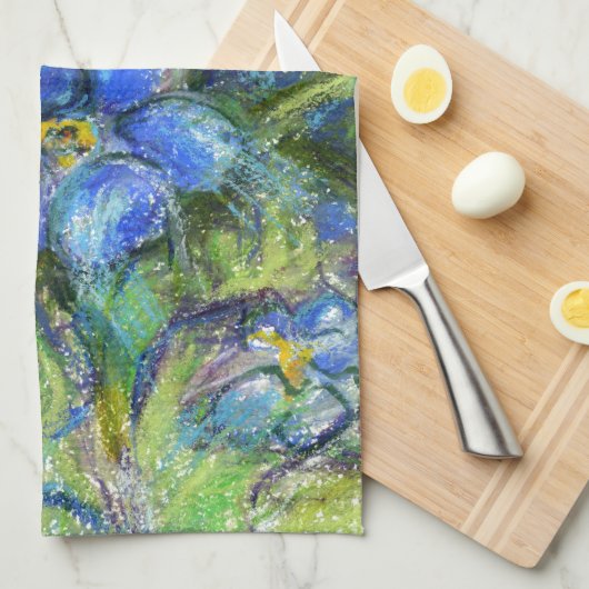 Een bijen en vergeet-me-niet-bloemen theedoek (Quarter Fold)