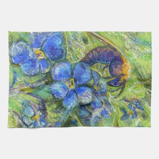 Een bijen en vergeet-me-niet-bloemen theedoek (Horizontaal)