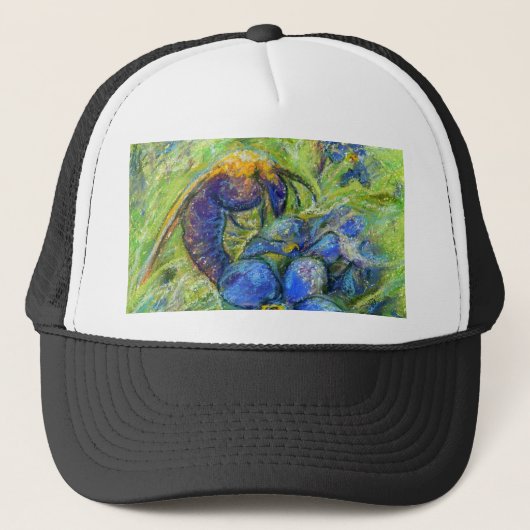 Een bijen en vergeet-me-niet-bloemen trucker pet (Voorkant)