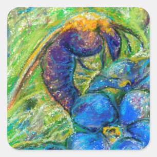 Een bijen en vergeet-me-niet-bloemen vierkante sticker