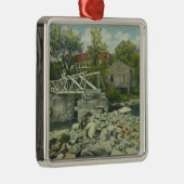 Een bijtende brug op de kledingschaal van Perkins Metalen Ornament (Rechts)