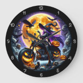 Een biker heks op een motor grote klok (Voorkant)