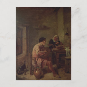 Een binnenland met figuren briefkaart