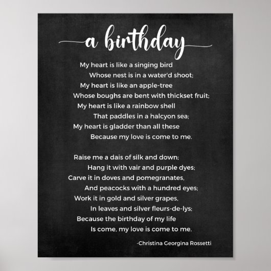 Een Birthday Poem Black en White Poster (Voorkant)