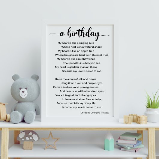 Een Birthday Poem van Christina Georgina Rossetti Poster