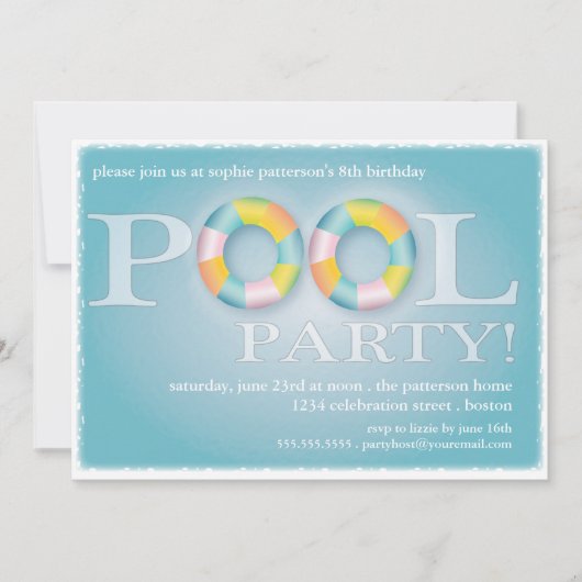 Een 'Birthday Pool Party Floating Tubes' in het wa Kaart (Voorkant)