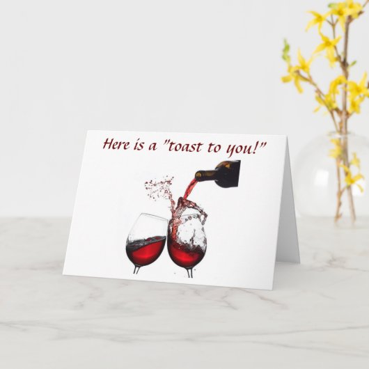 EEN "BIRTHDAY TOAST" VAN WIJN AAN "U" KAART (Gele Bloem)