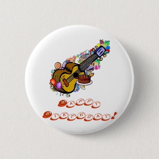 Een Birthday Uke Button! Ronde Button 5,7 Cm (Voorkant)