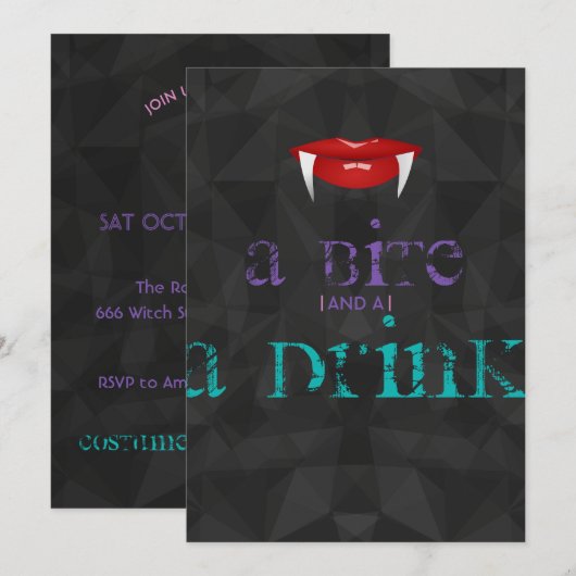 Een Bite en een Drink Adult Halloween Party nodige Kaart (Voorkant / Achterkant)
