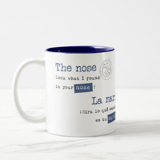 Een bittere spin. Itzi, bitzi araña. Tweekleurige Koffiemok (Links)