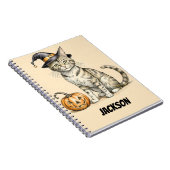 Een bizarre Halloween kat. Halloween kat heks, kat Notitieboek (Rechterzijde)
