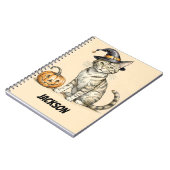Een bizarre Halloween kat. Halloween kat heks, kat Notitieboek (Linkerzijde)