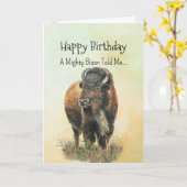 Een Bizon Buffalo Persoonlijkheid Verjaardag Leuke Kaart (Gele Bloem)
