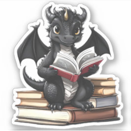 Een Black Dragon Reading Sticker