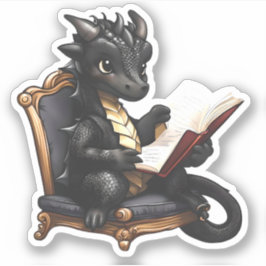 Een Black Dragon Reading Sticker