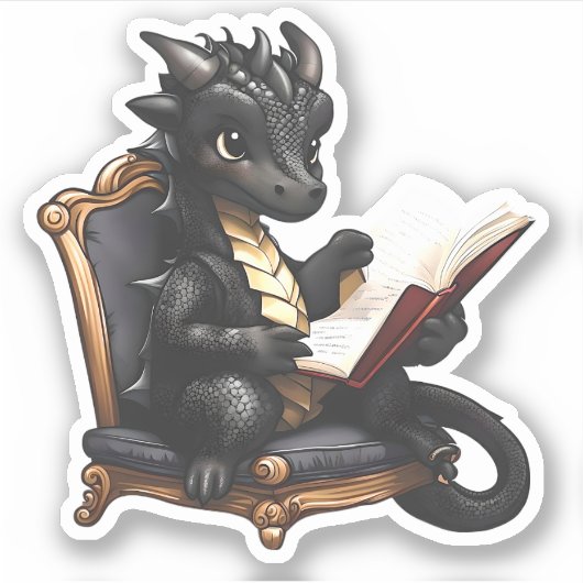 Een Black Dragon Reading Sticker (Voorkant)