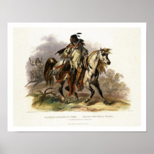 Een Blackfoot Indiaan op Horseback, bord 19 van Vo Poster