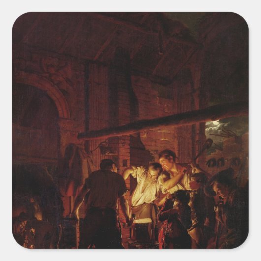 Een Blacksmith-winkel, 1771 Vierkante Sticker (Voorkant)