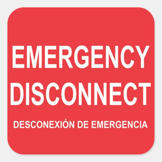 Een blad met zes noodontkoppelingslabels vierkante sticker (Voorkant)