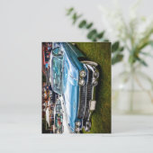 Een blauw 1959 Cadillac Eldorado Biarritz. Briefkaart (Staand voorkant)