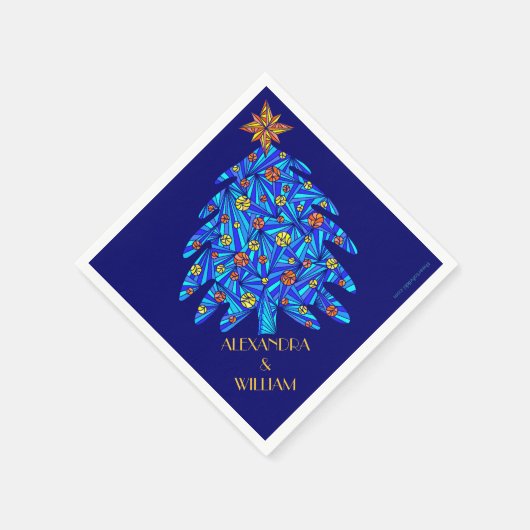 Een blauw Abstract kerstboom gepersonaliseerd fees Servet (Hoek)