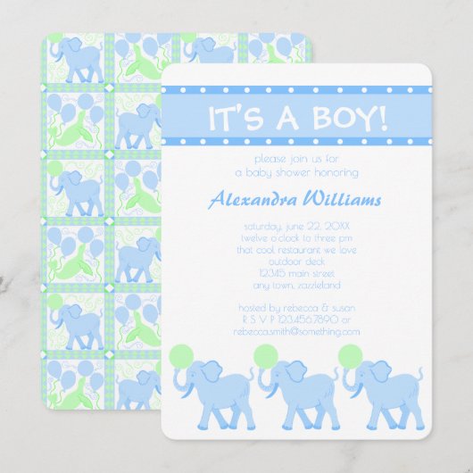 Een blauw circusBaby shower is Schattig Kaart (Voorkant / Achterkant)