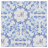 een blauw demaspatroon. monogram. stof (Close Up)