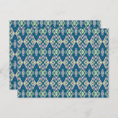 Een blauw en groen patroon met een witte achtergro briefkaart (Voorkant / Achterkant)