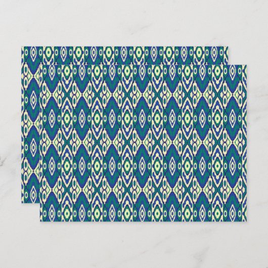 Een blauw en groen patroon met een witte achtergro briefkaart (Voorkant / Achterkant)