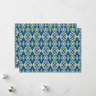 Een blauw en groen patroon met een witte achtergro feestdagenkaart