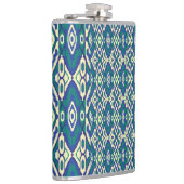 Een blauw en groen patroon met een witte achtergro heupfles (Rechts)