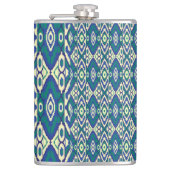 Een blauw en groen patroon met een witte achtergro heupfles (Voorkant)