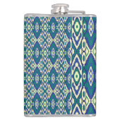 Een blauw en groen patroon met een witte achtergro heupfles (Achterkant)