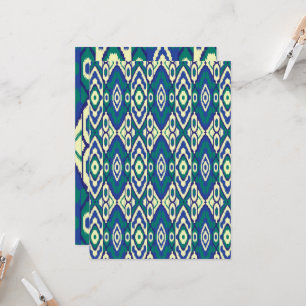 Een blauw en groen patroon met een witte achtergro kaart