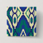 Een blauw en groen patroon met een witte achtergro vierkante button 5,1 cm (Voorkant)