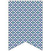 Een blauw en groen patroon met een witte achtergro vlaggetjes (Derde vlag)