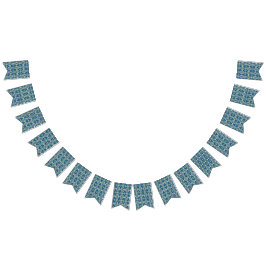 Een blauw en groen patroon met een witte achtergro vlaggetjes