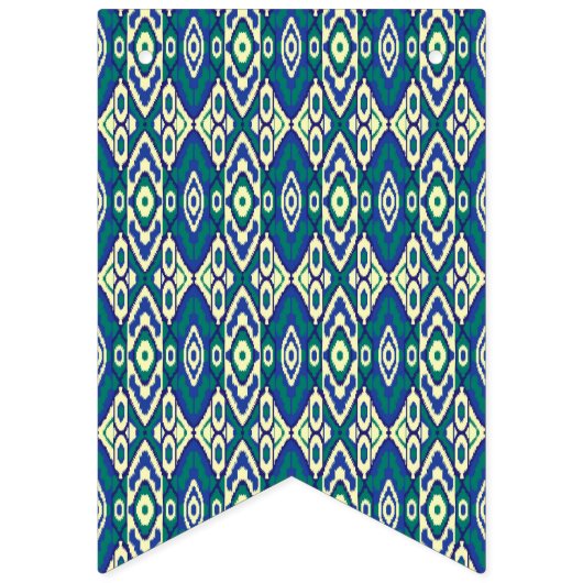 Een blauw en groen patroon met een witte achtergro vlaggetjes (Eerste vlag)