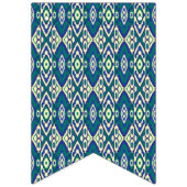 Een blauw en groen patroon met een witte achtergro vlaggetjes (Derde vlag)