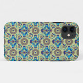 Een blauw en groen patroon op een groene achtergro Case-Mate iPhone case (Achterkant (horizontaal))