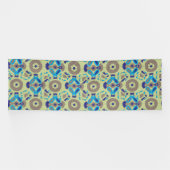 Een blauw en groen patroon op een groene achtergro spandoek (Horizontaal)