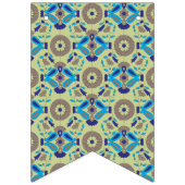 Een blauw en groen patroon op een groene achtergro vlaggetjes (Tweede vlag)