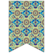 Een blauw en groen patroon op een groene achtergro vlaggetjes (Eerste vlag)