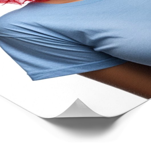 Een blauw en rood haar model met Gildan T-shirt Poster (Hoek)