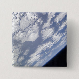 Een blauw en wit deel van de aarde vierkante button 5,1 cm