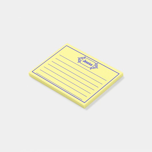 Een blauw  geoctrooieerd Titel Grafisch Post-it® Notes (Schuin)