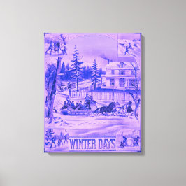 Een blauw getinte pittoreske 19e-eeuwse winter canvas afdruk